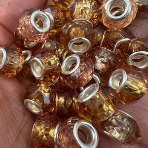 10 goldish big hole beads