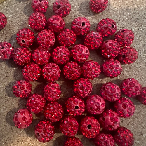 20 red pave beads