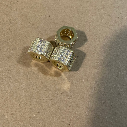 3 pave bead charms (gold)