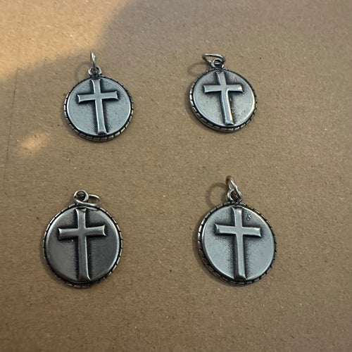 4 silver cross charms