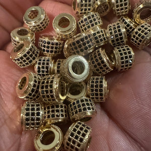 3 pave black and gold spacers