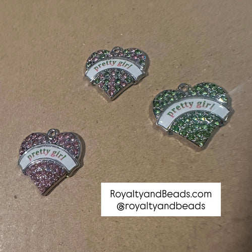 Rhinestone pretty girl heart charm