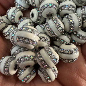 White rhinestone beads 10mm