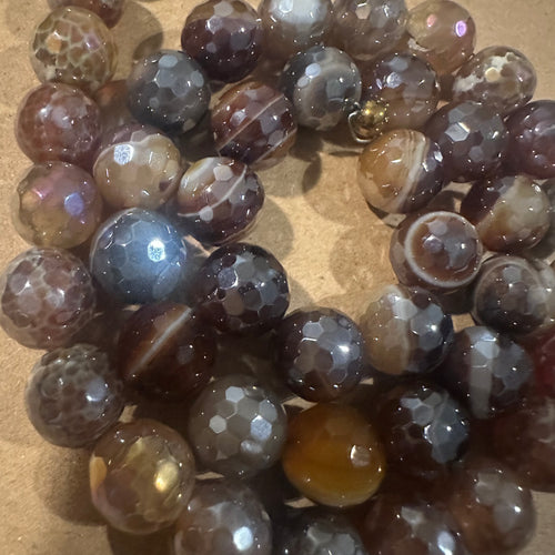 Dark brown mixed agate beads