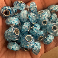 Load image into Gallery viewer, 10 mixed blue big hole beads
