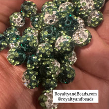 Load image into Gallery viewer, 20 green  mixed pave beads.
