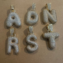 Load image into Gallery viewer, Large Gold pave letter charm.
