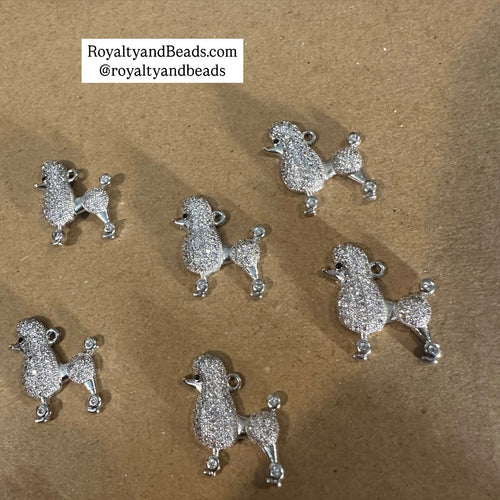 1 silver pave poodle charm