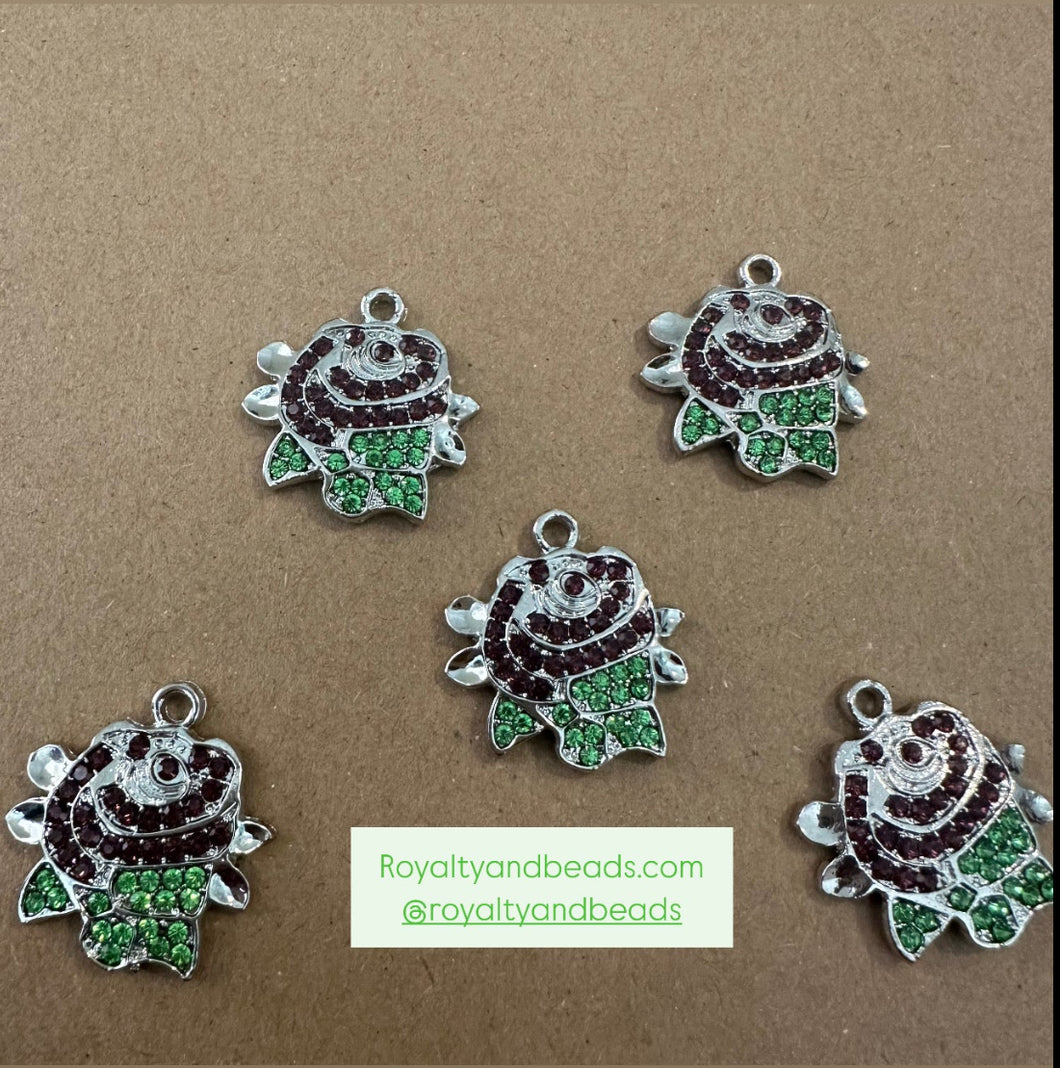 Purple flower charms (silver).
