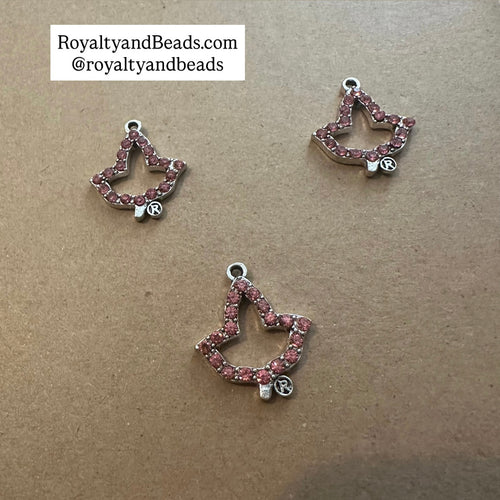 Pink ivy rhinestone charms