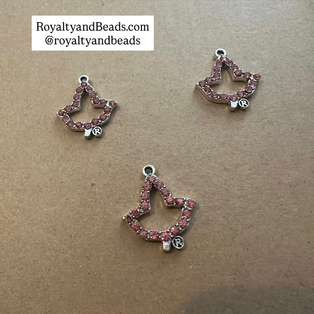 Pink ivy rhinestone charms