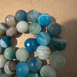 Blue agate beads 12mm