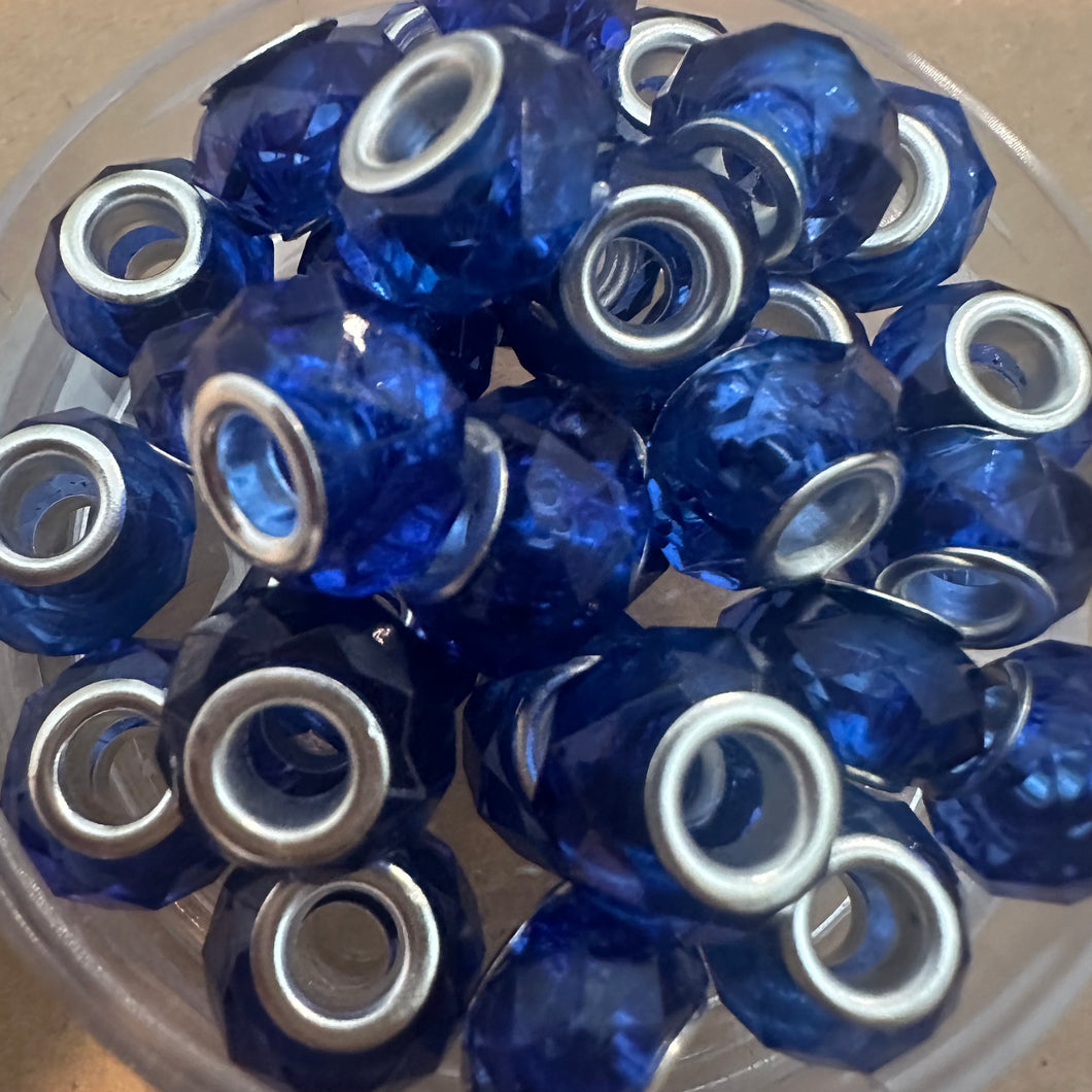 10 blue big hole beads