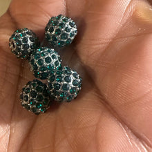Load image into Gallery viewer, 5 green rhinestone beads