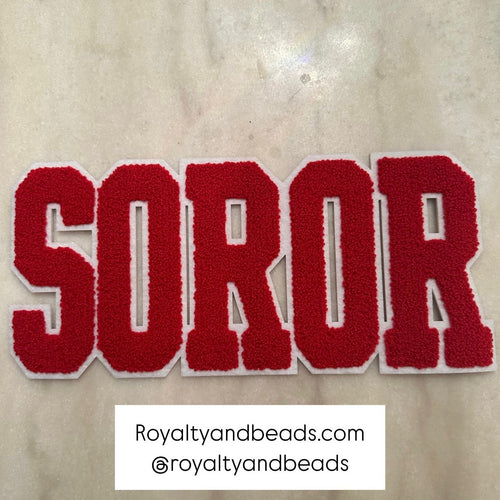 Red and white SOROR patch