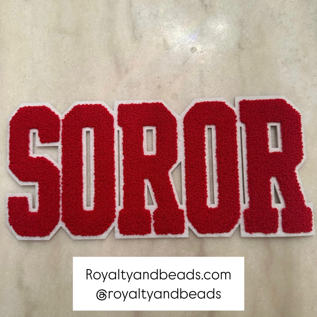 Red and white SOROR patch