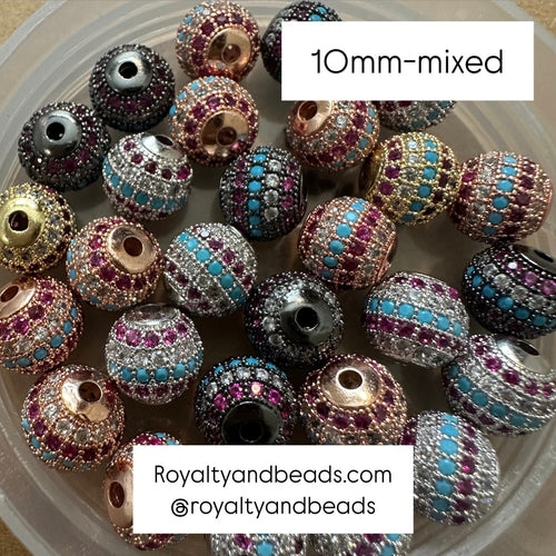 Mixed Pave beads 10mm