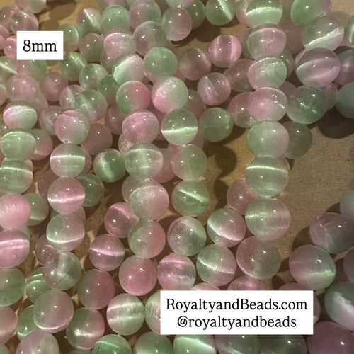 Pink and green beads 8mm