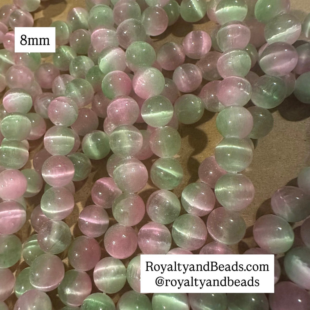 Pink and green beads 8mm