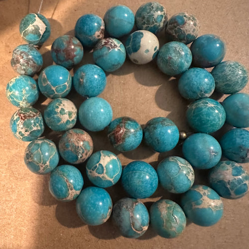 Blue and tan beads