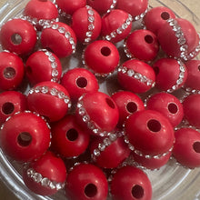 Load image into Gallery viewer, Red rhinestone beads 10mm