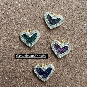 Colored pave hearts.