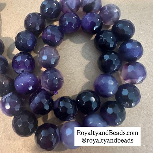 Faceted purple beads 12mm