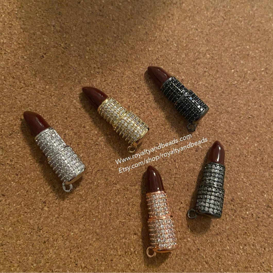 Brown Pave Lipstick charms.