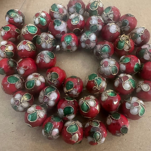 Red Metal flower beads