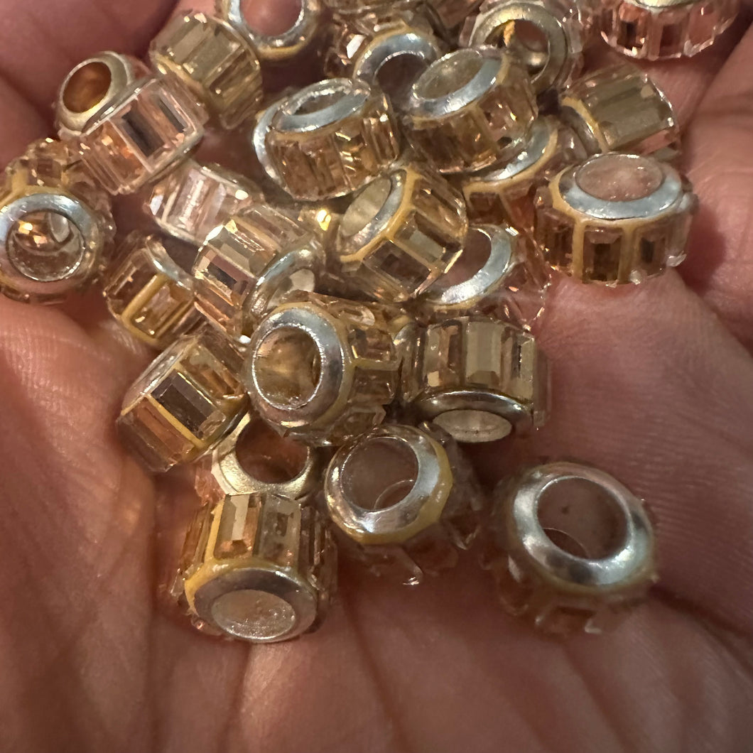 10 Golden big hole beads.