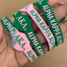 Load image into Gallery viewer, Pink and green Alpha Kappa Alpha wristband