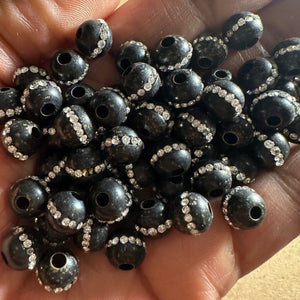 Black rhinestone beads 8mm