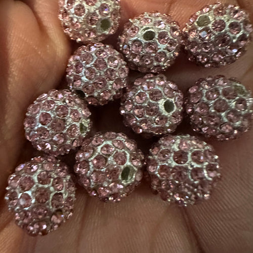 Pink 12mm pave beads