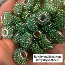 Load image into Gallery viewer, 5 green big hole beads.