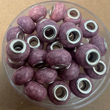 Load image into Gallery viewer, 10 pink and gray big hole beads