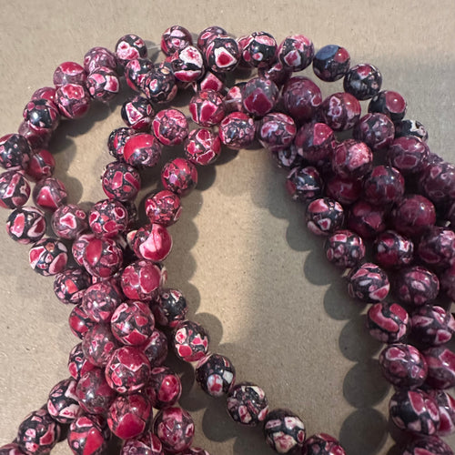 Red gray and white beads