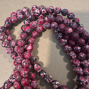 Red gray and white beads