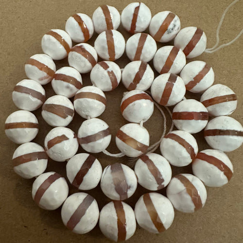 White striped beads 10mm.