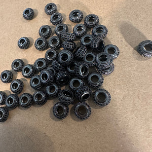 3 pave 8mm spacers (black)