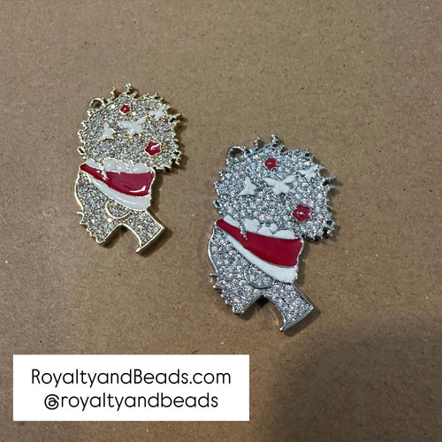 Pave red headwrap charm.
