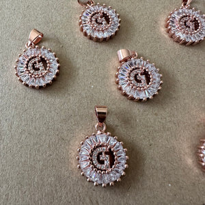 Rose Gold pave letter charms G