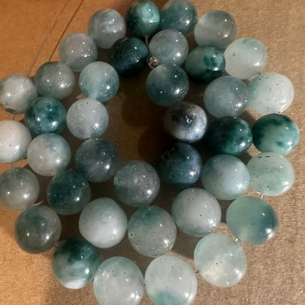 Green and white beads