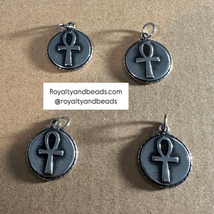4 silver ankh charms