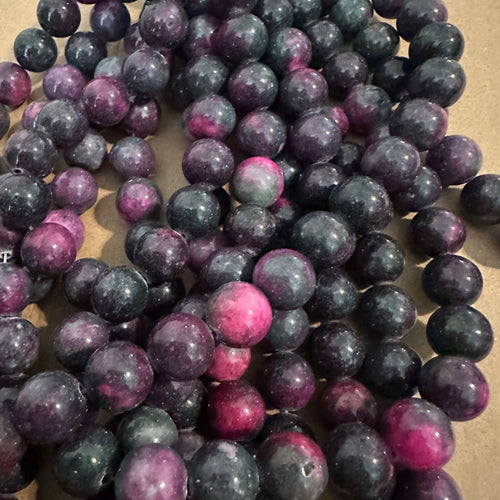 Green purple and pink beads 12mm