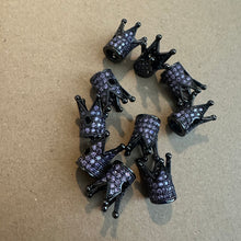 Load image into Gallery viewer, 5 gold pave crowns (purple)