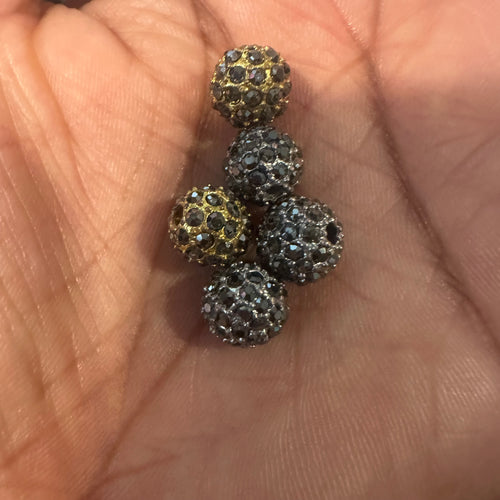 5 gray rhinestone beads 8mm*