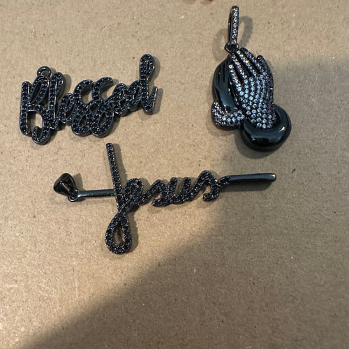 3 pave beauty charms (black)