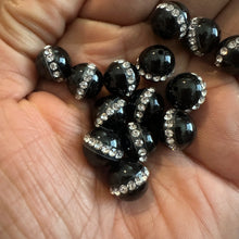 Load image into Gallery viewer, 5 black rhinestone beads (10mm)