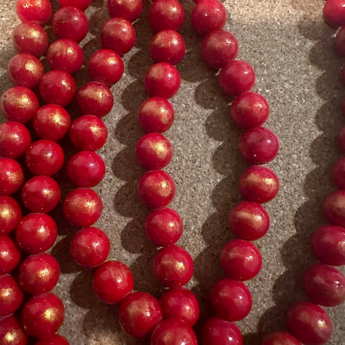 Red and gold beads.