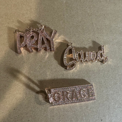 3 pave word charms (rose gold)